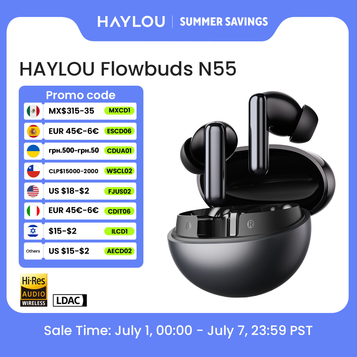 Audiophile Headphone Wired - HAYLOU Flowbuds N55 Wireless Earbuds 54dB