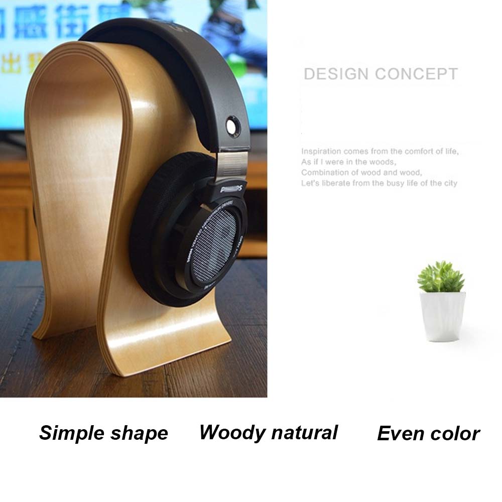 U Shape Wooden Headphones Stan - Headphone Stand Desk ulasan dan harga