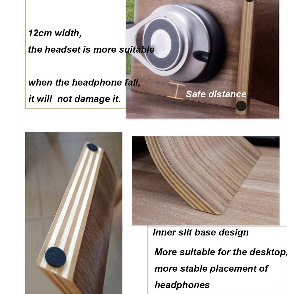 U Shape Wooden Headphones Stan - Headphone Stand Desk ulasan dan harga