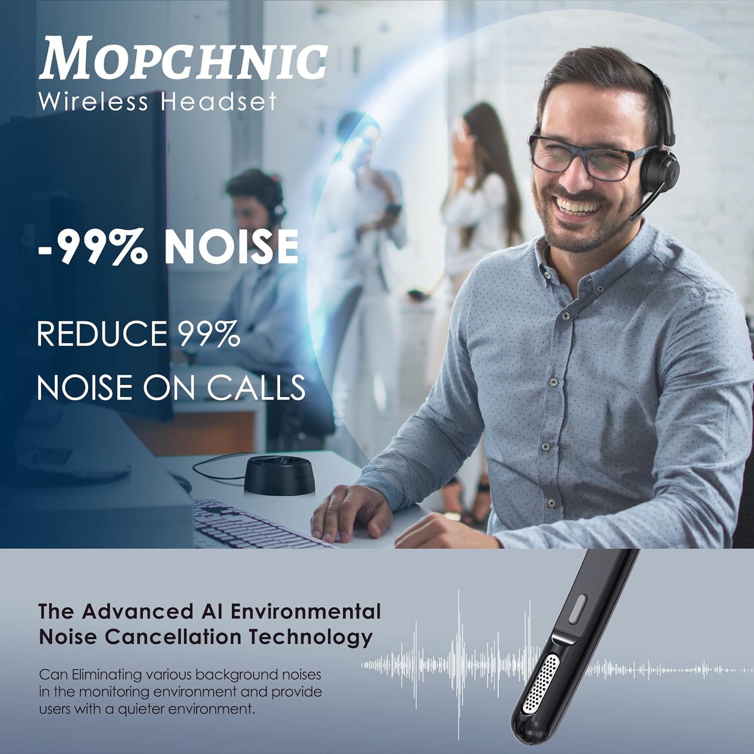 Wireless Bluetooth Headset wit - Noise Cancelling Headphone ulasan dan harga
