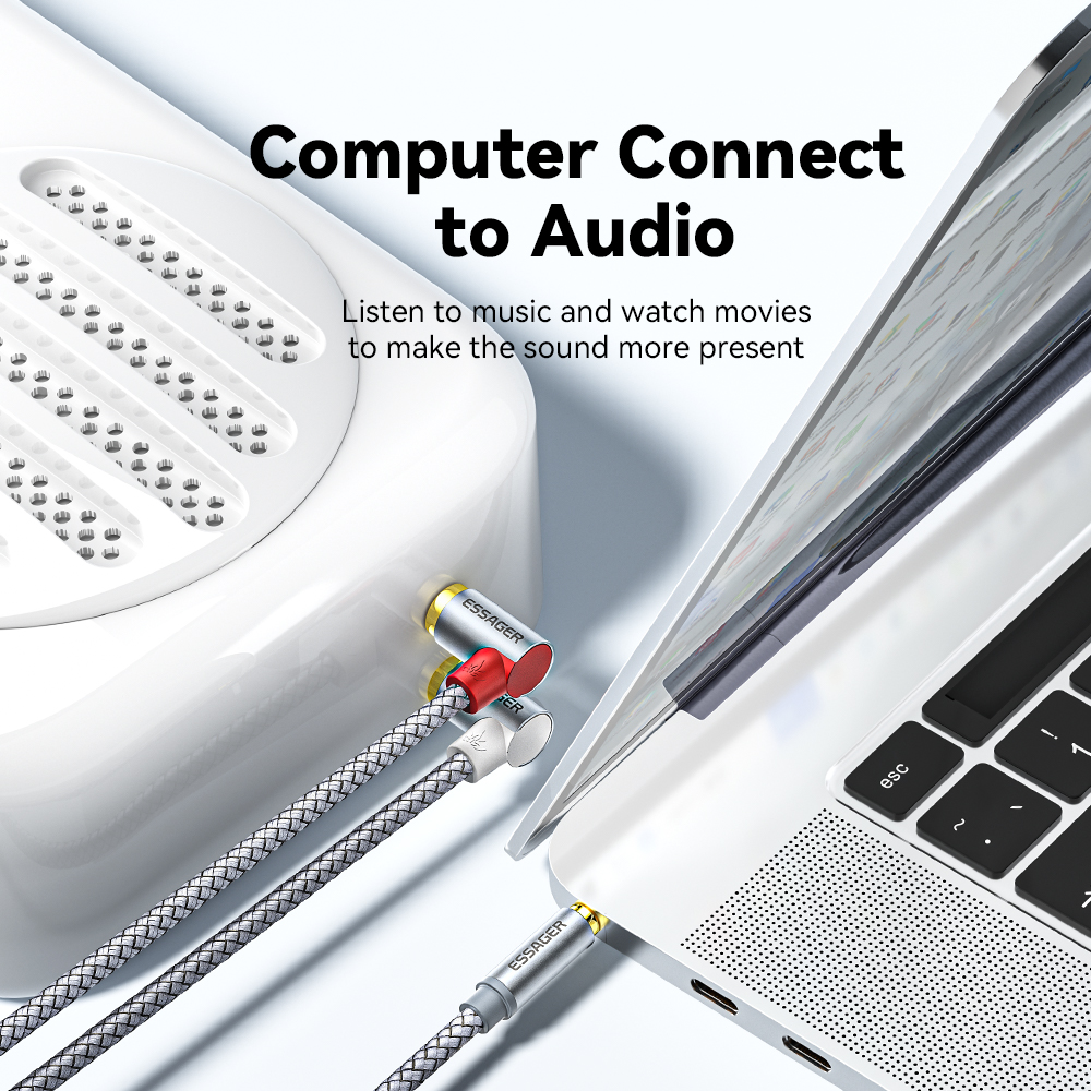 Essager 90 ° Angle RCA Audio S - Audio Splitter Y ulasan dan harga
