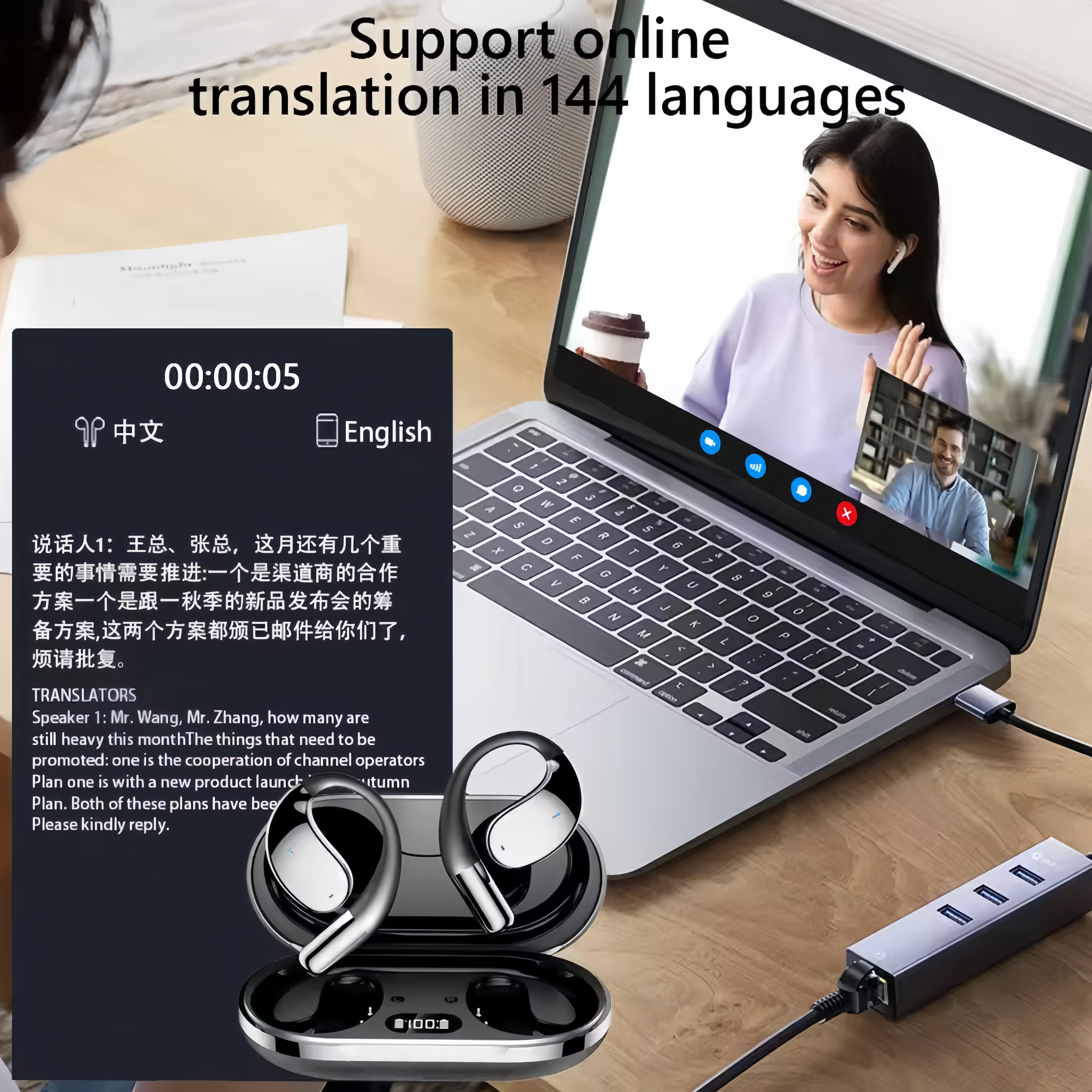 2026 New AI Translation Earbud - Noise Cancelling Headphone ulasan dan harga