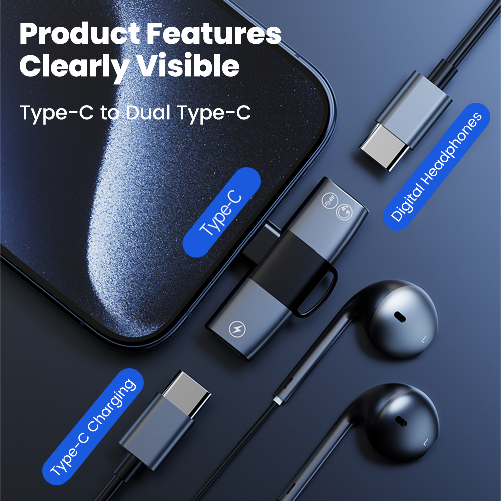 2 in 1 Type C Audio Adapter US - Earphone Splitter Jack ulasan dan harga