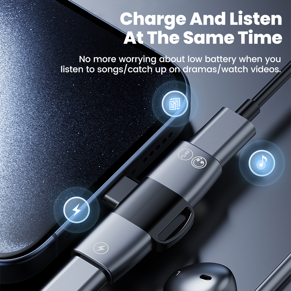 2 in 1 Type C Audio Adapter US - Earphone Splitter Jack ulasan dan harga