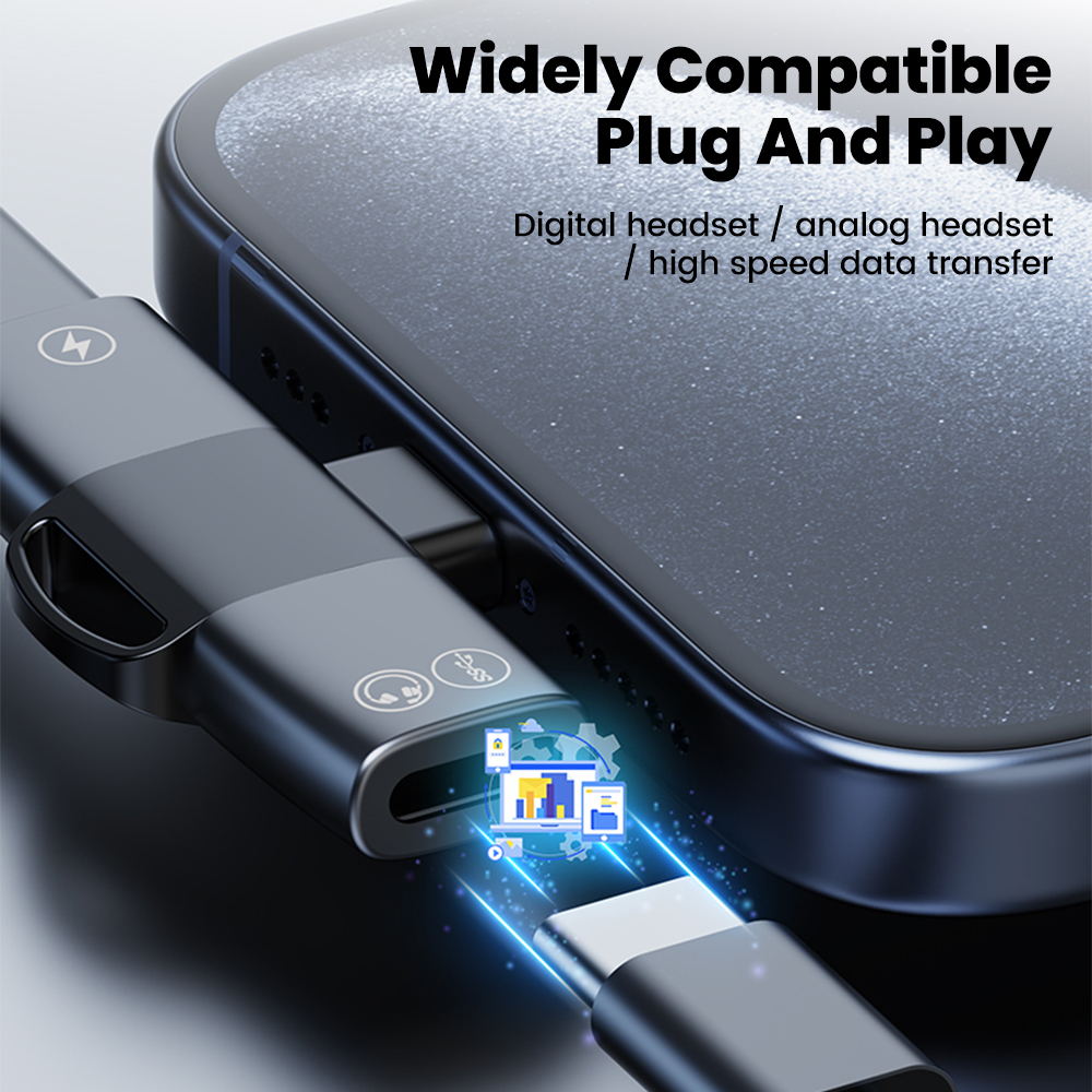 2 in 1 Type C Audio Adapter US - Earphone Splitter Jack ulasan dan harga